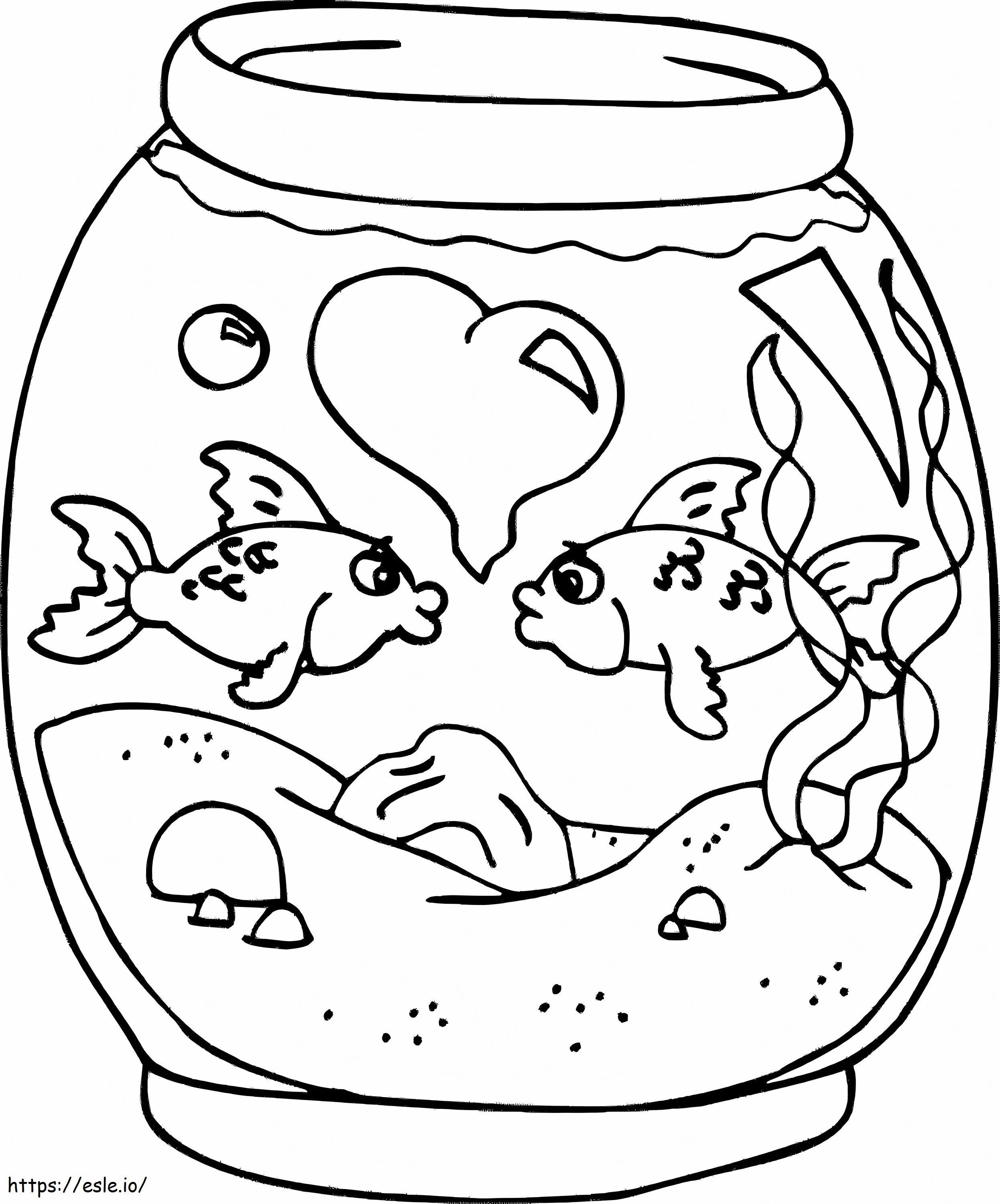 Couple Fish In Aquarium coloring page