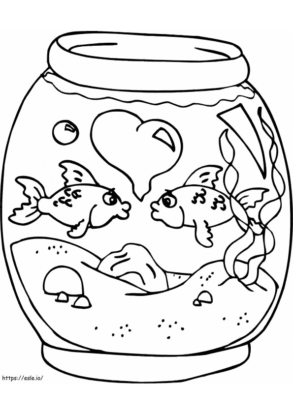Coloriage Couple de poissons dans l'Aquarium à imprimer dessin