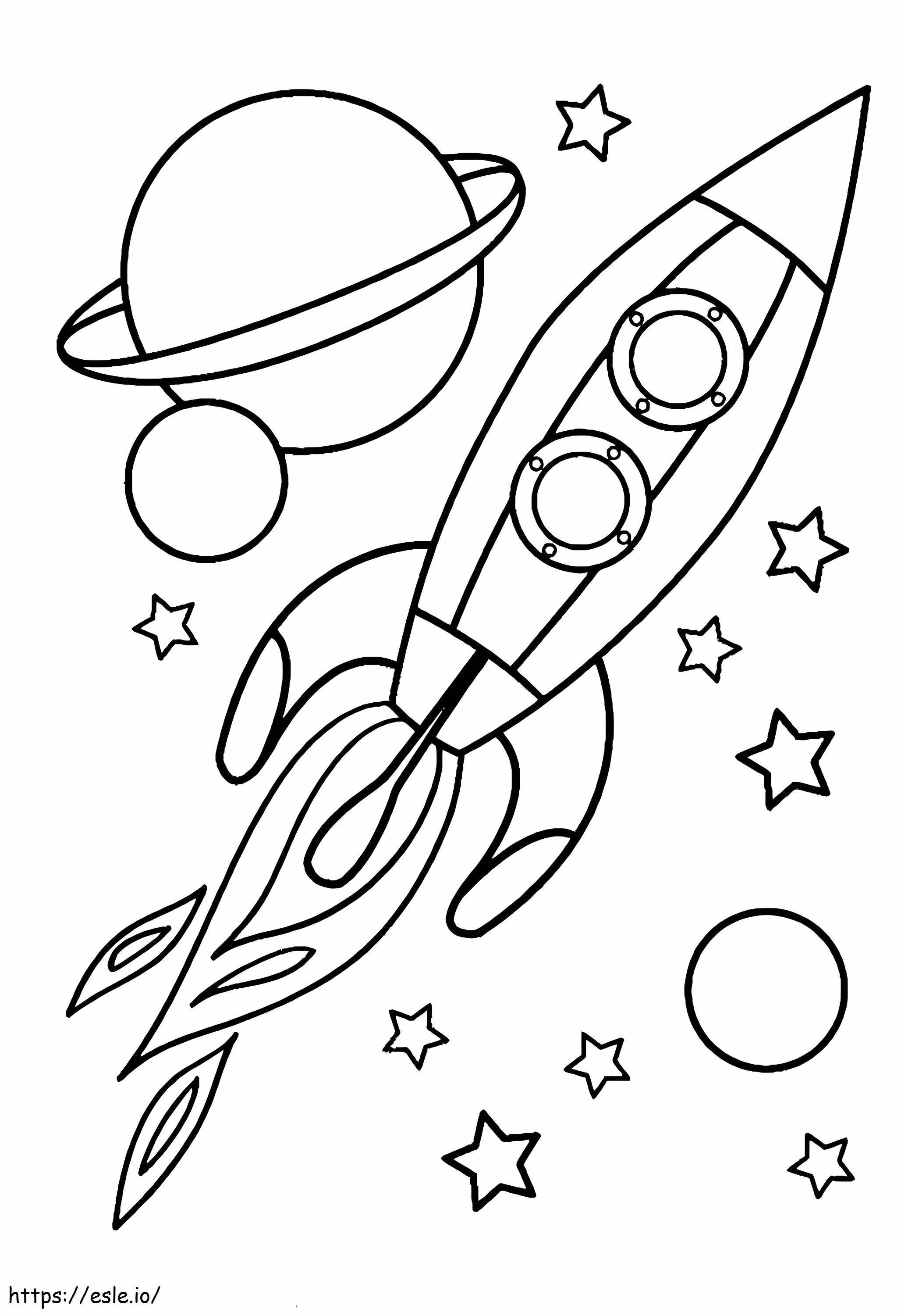 Spaceship And Planet coloring page