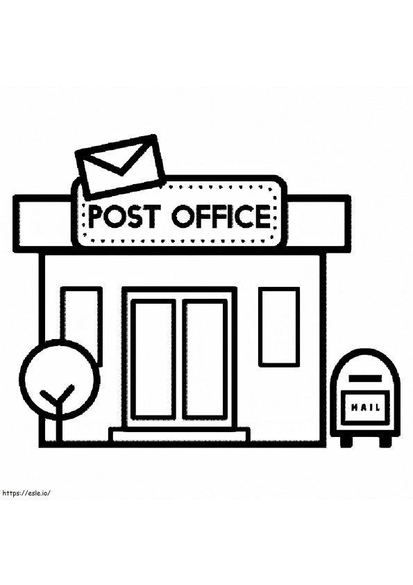 Eenvoudig postkantoor kleurplaat