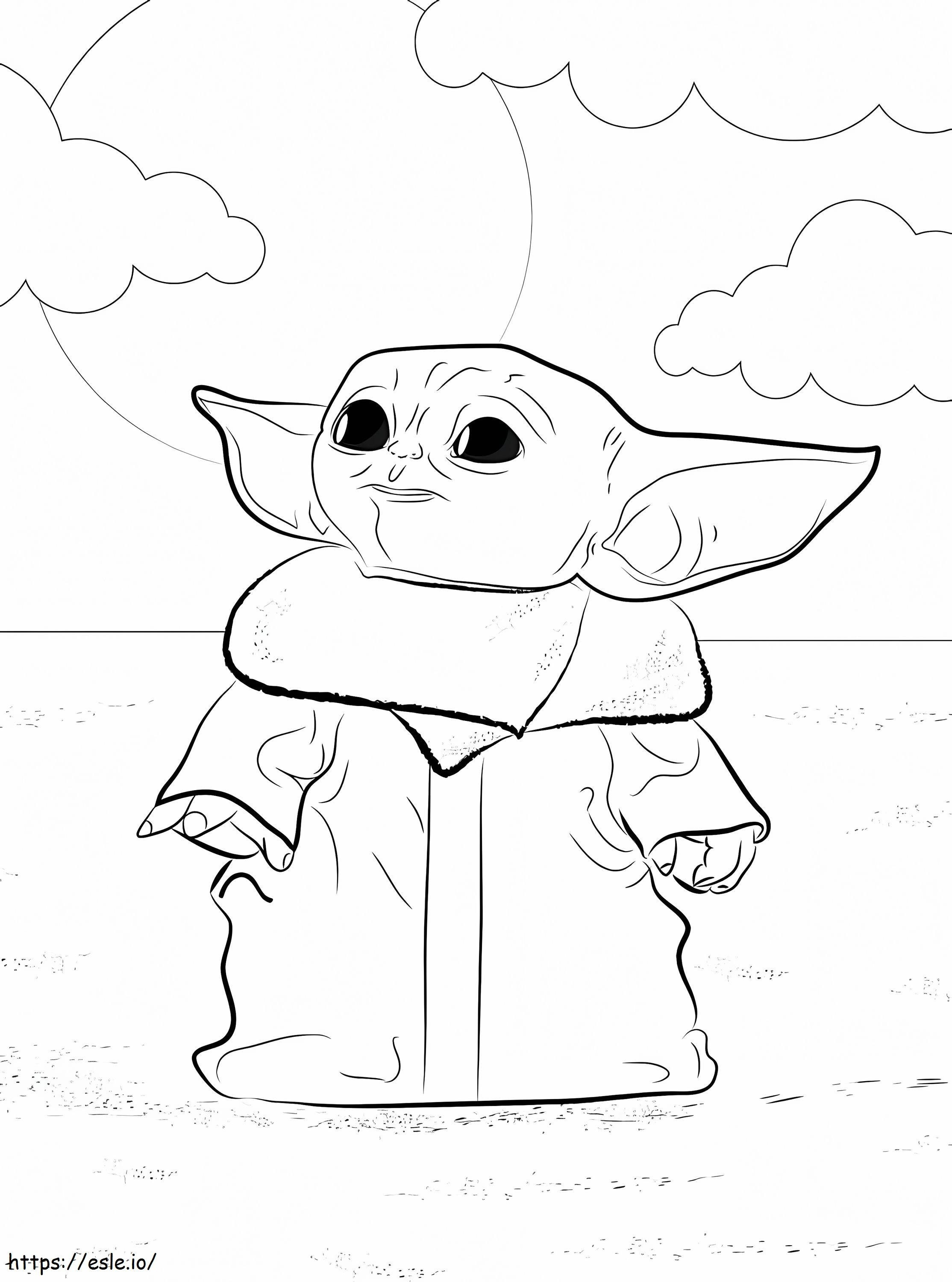 Baby Yoda Katso ylös värityskuva