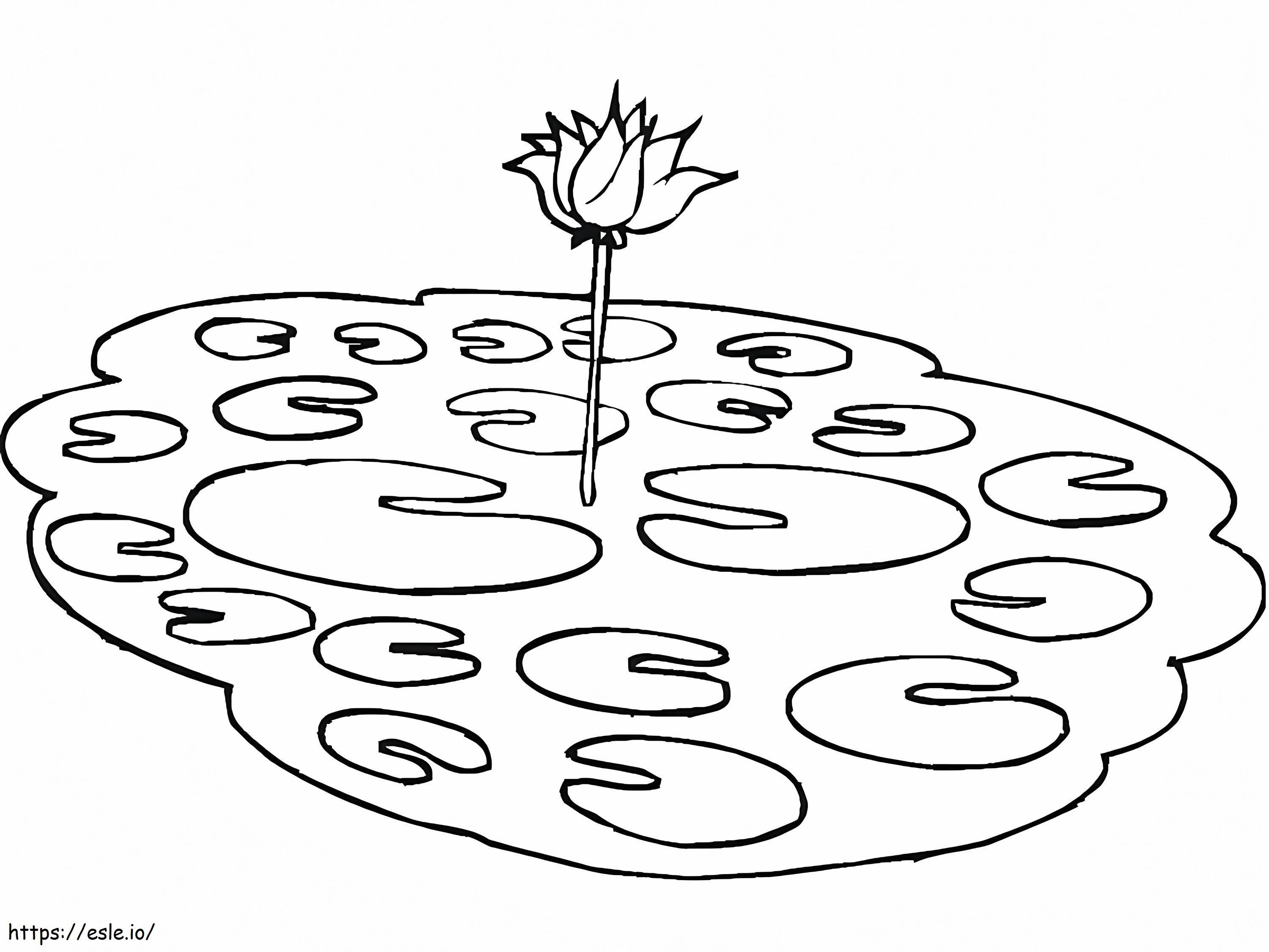 Lotus In A Pond coloring page