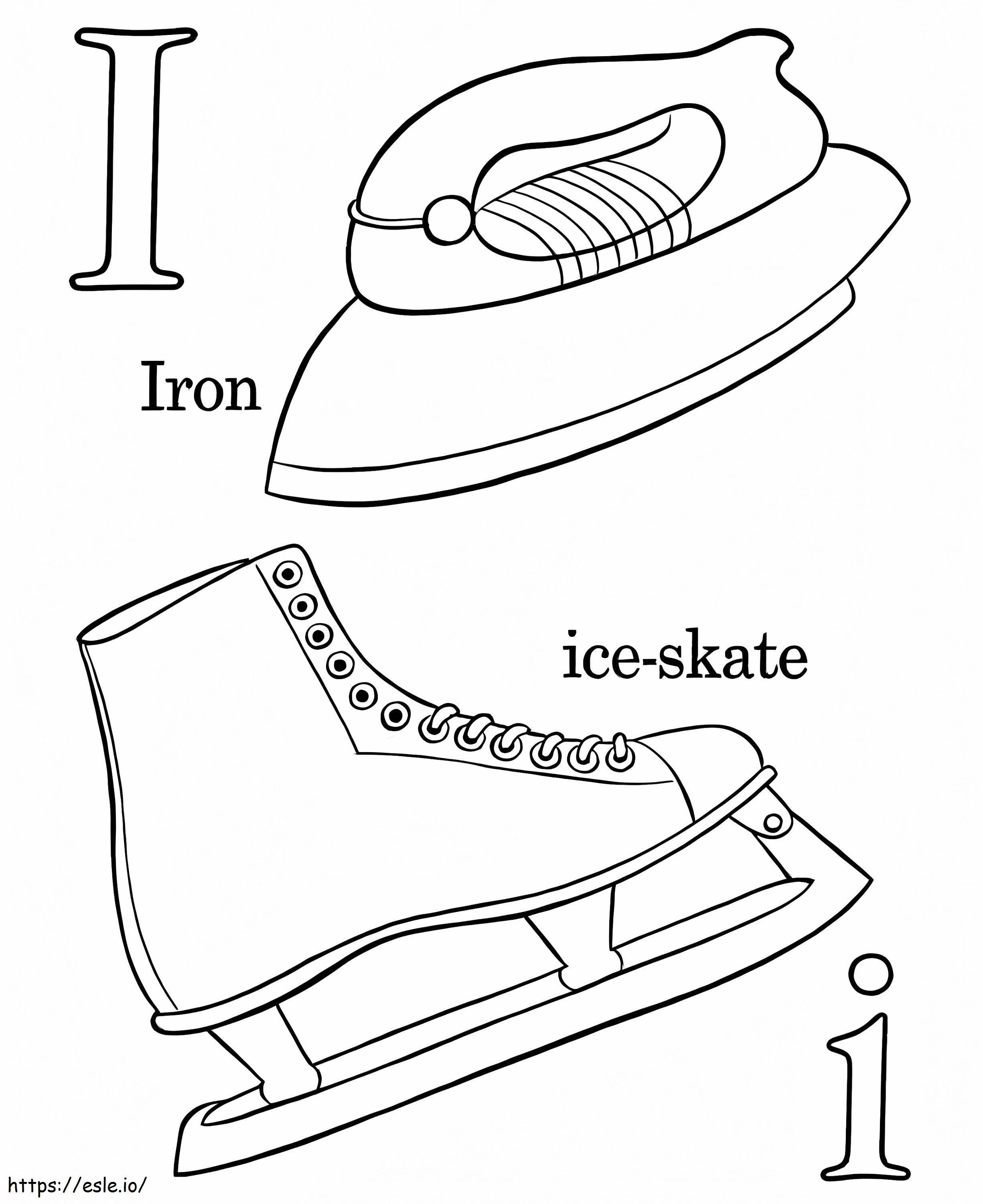 Letter I Ice Skating coloring page