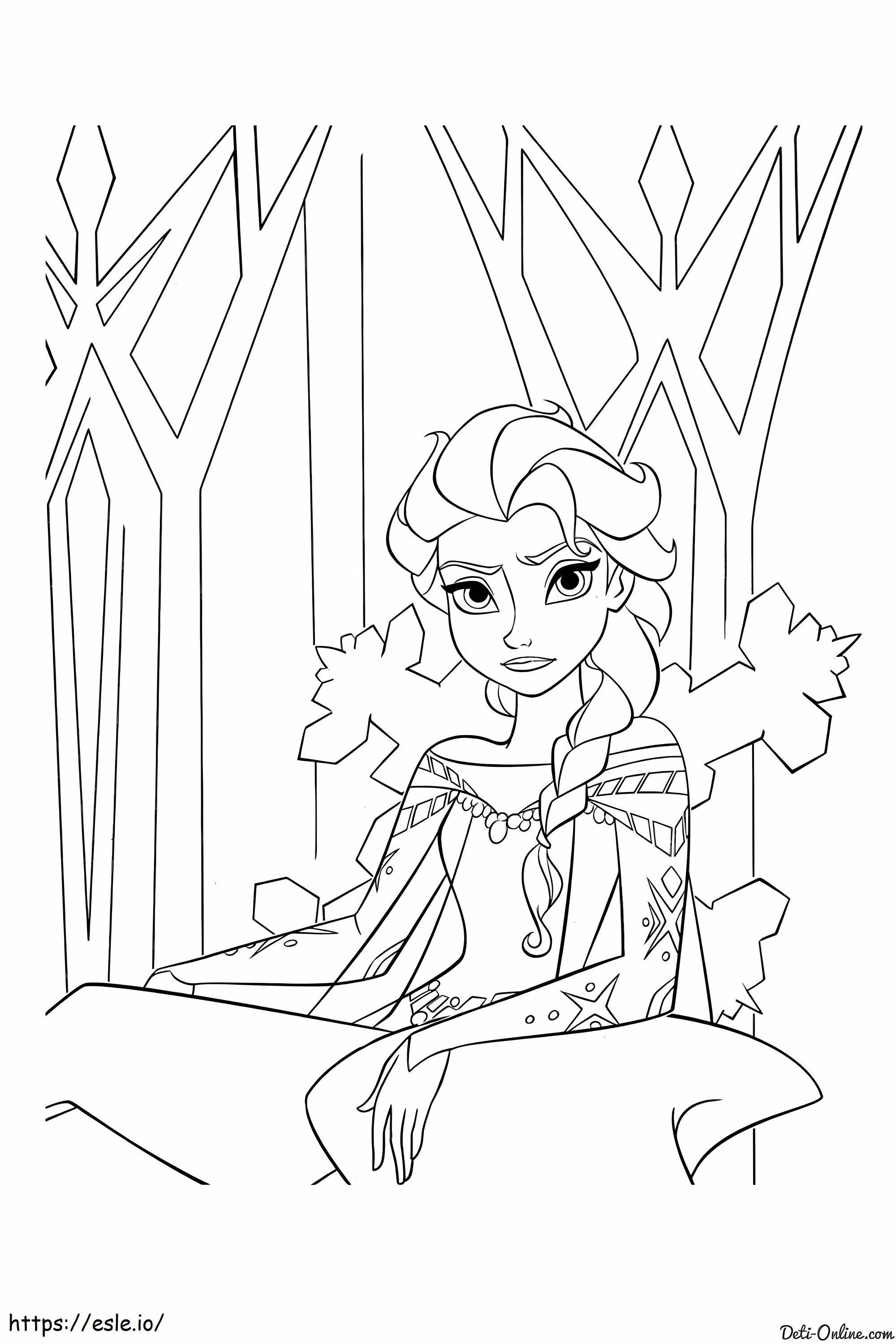 Elsa infeliz para colorir