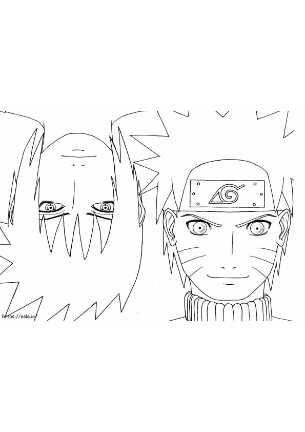 Pomo Sasuke ja Naruto värityskuva