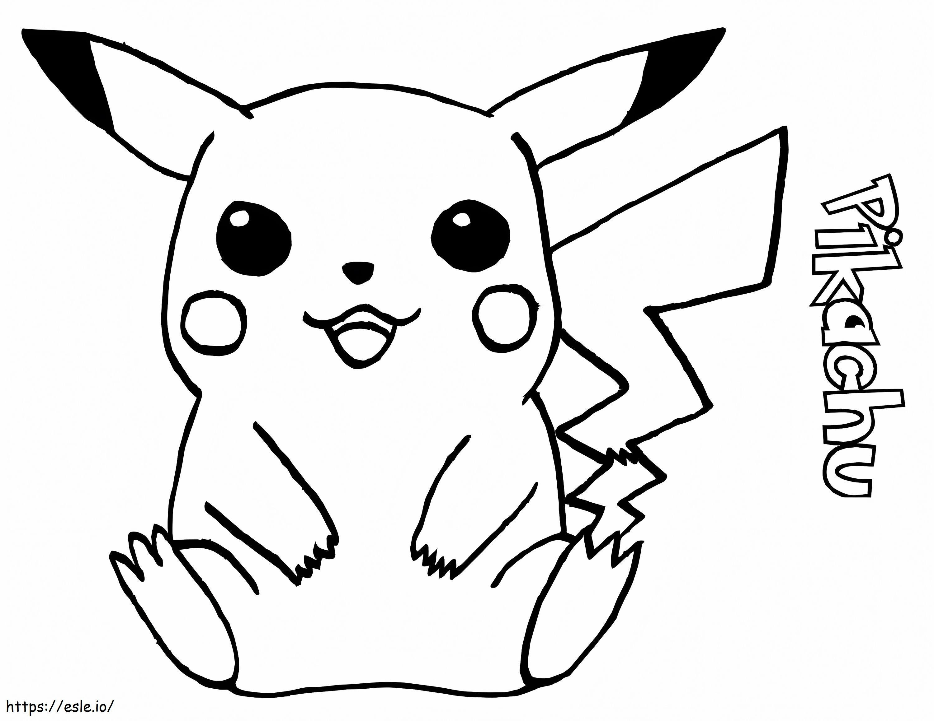 Pikachu Sentado para colorir