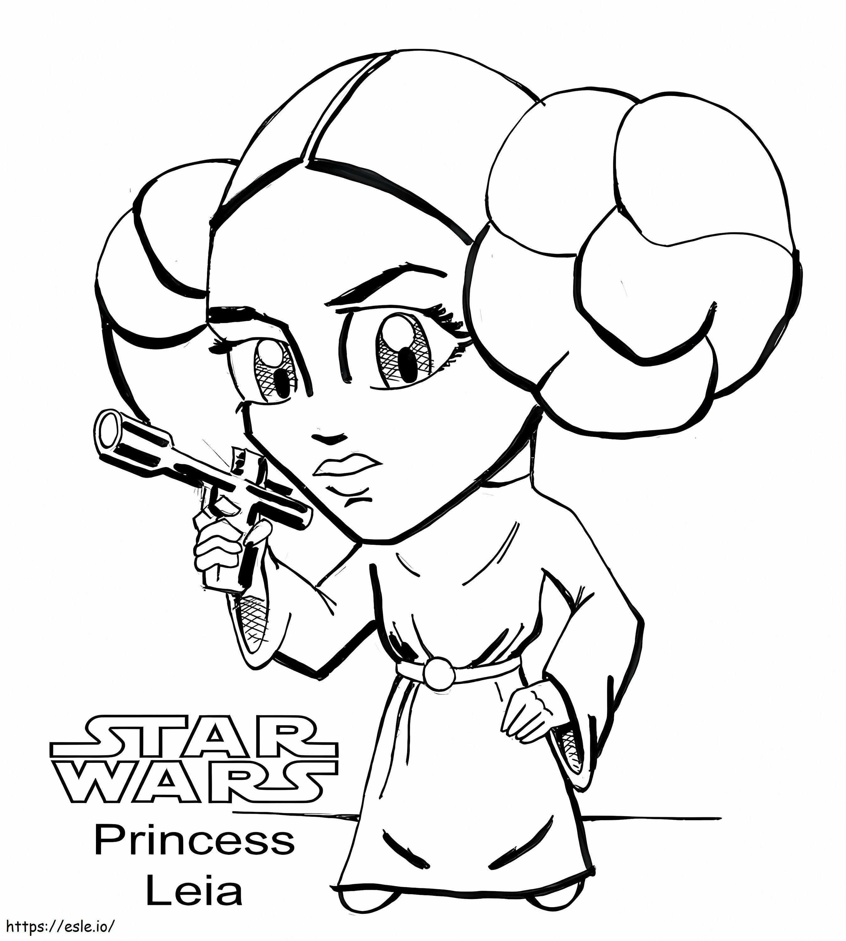 Grappige prinses Leia kleurplaat kleurplaat