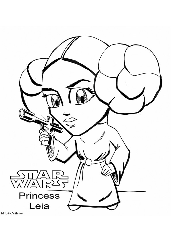 Coloriage Princesse drôle Leia à imprimer dessin