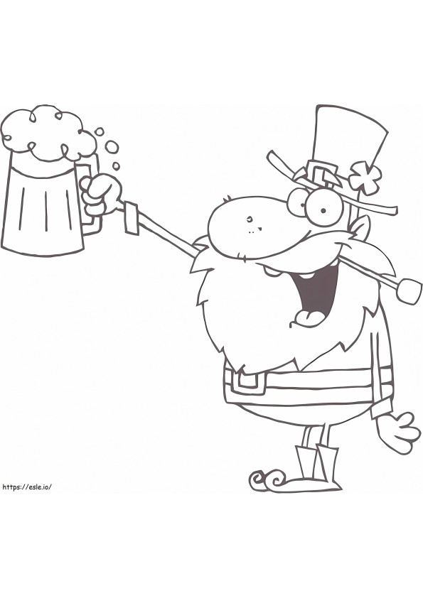 Leprechaun With Beer Mug coloring page