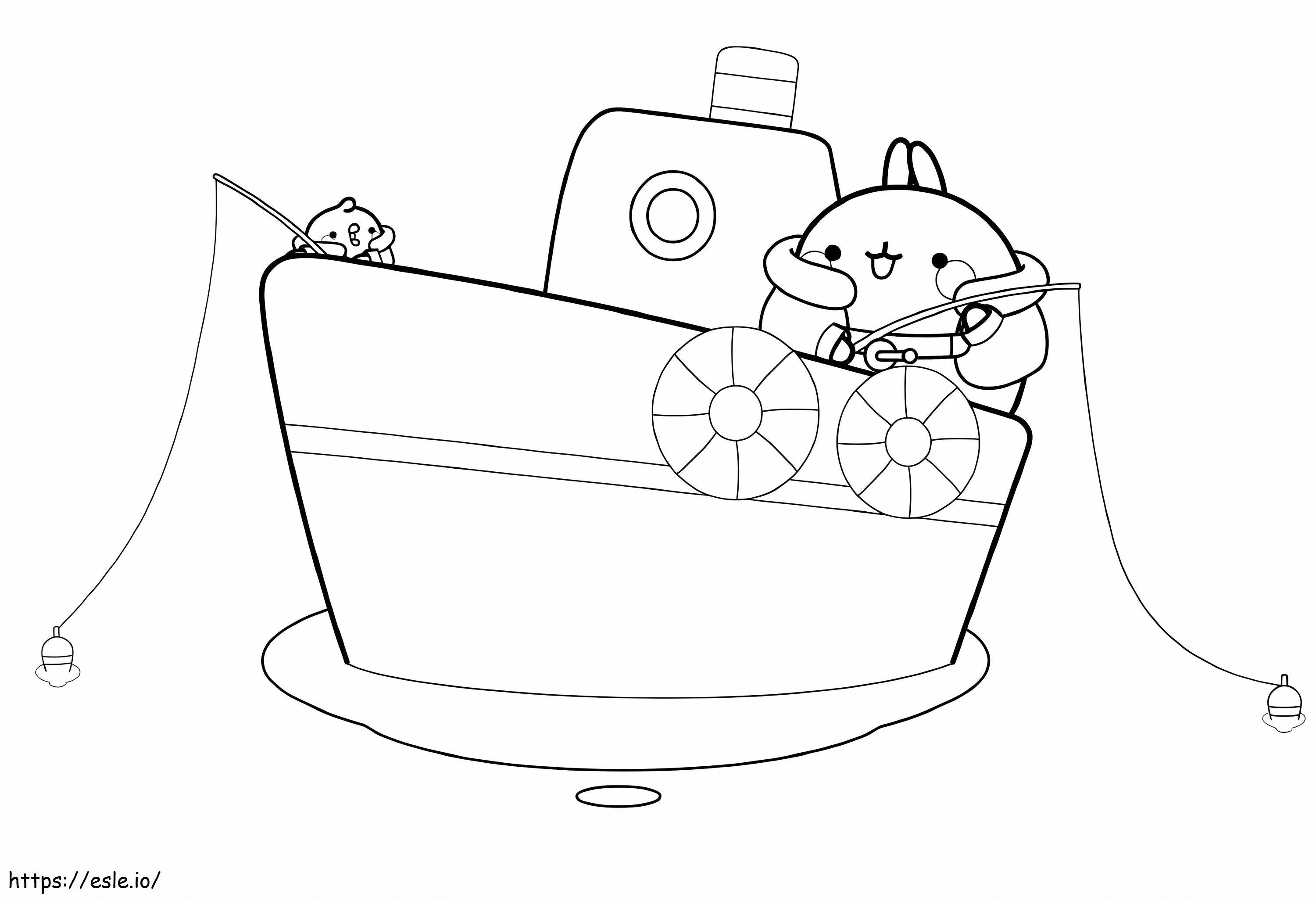 Molang in barca da colorare