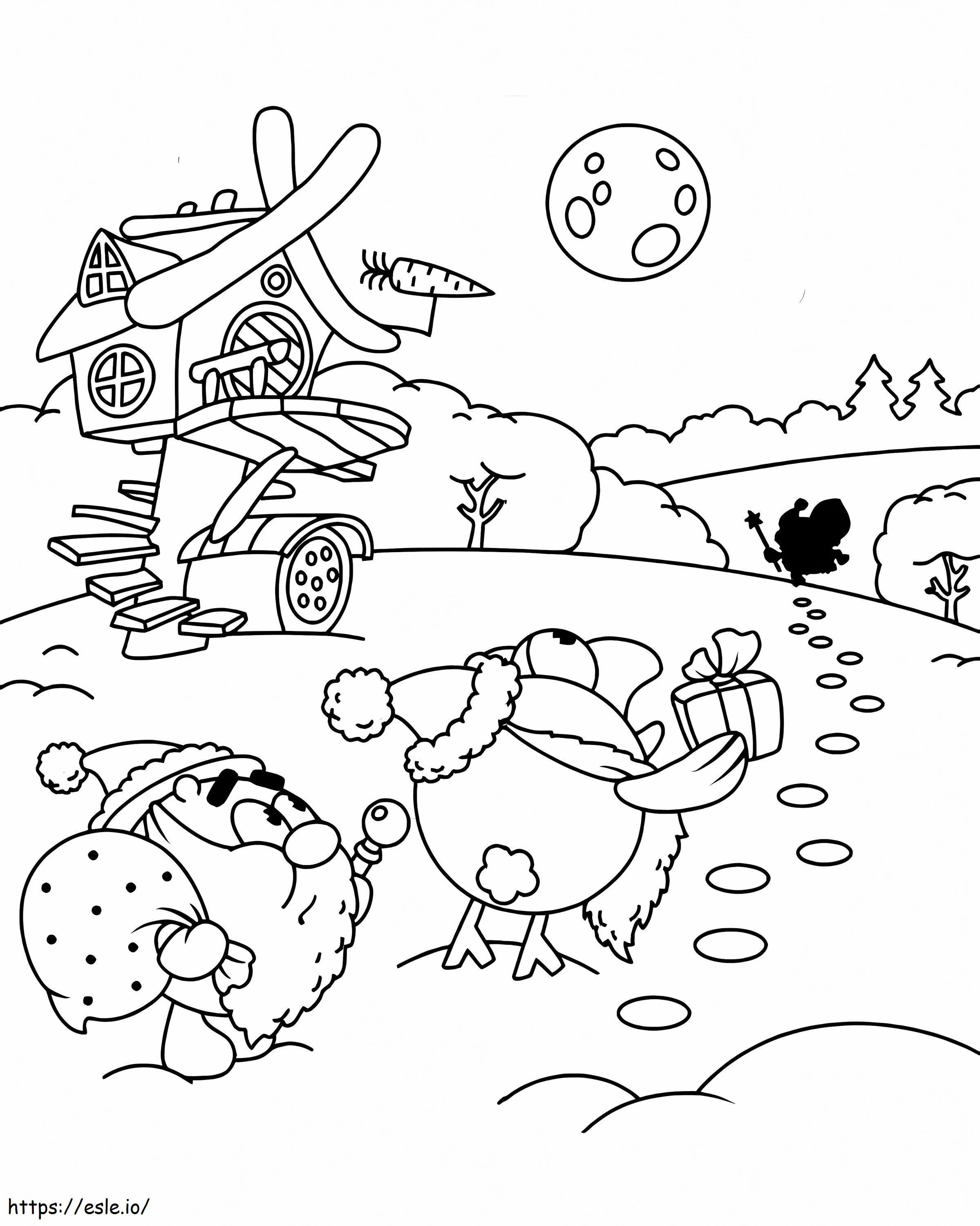 Christmas Kikoriki coloring page