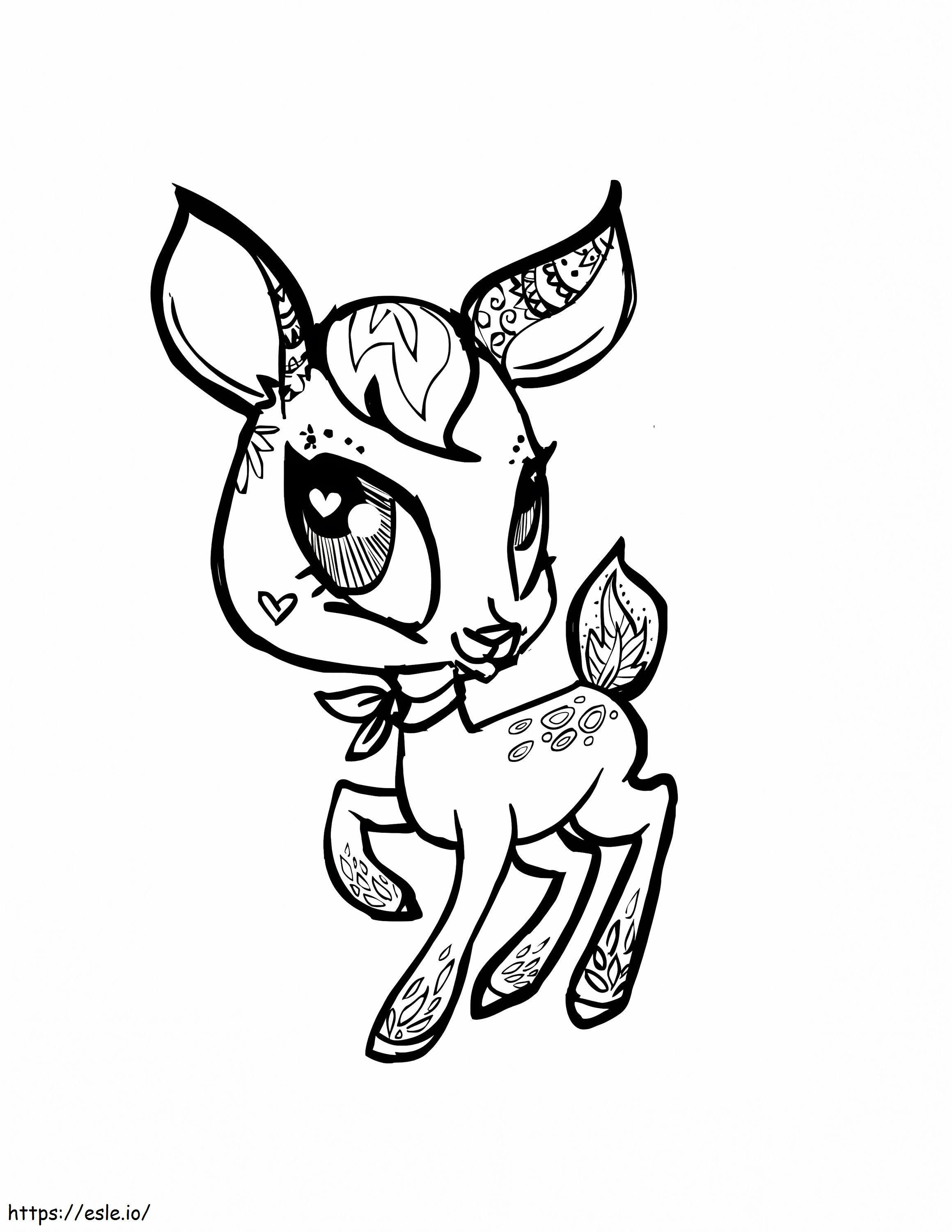 Kawaii Deer coloring page