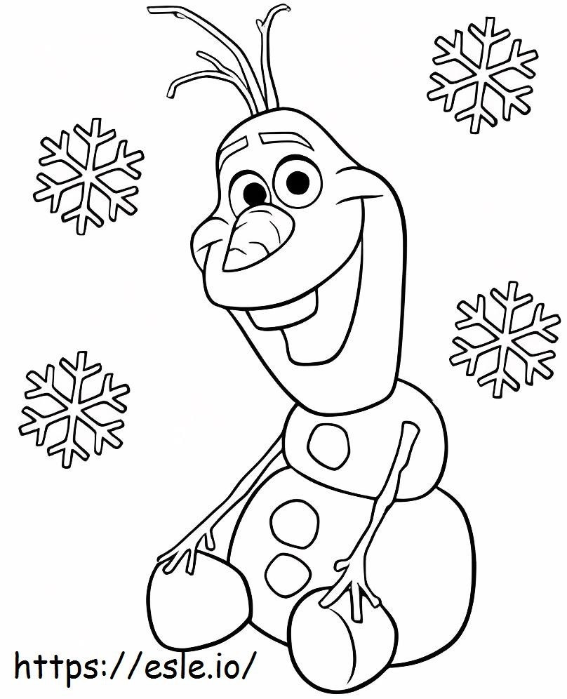 Olaf sentado e floco de neve para colorir