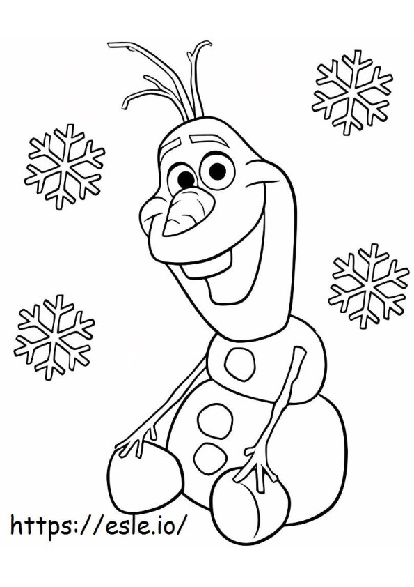 Olaf sentado e floco de neve para colorir