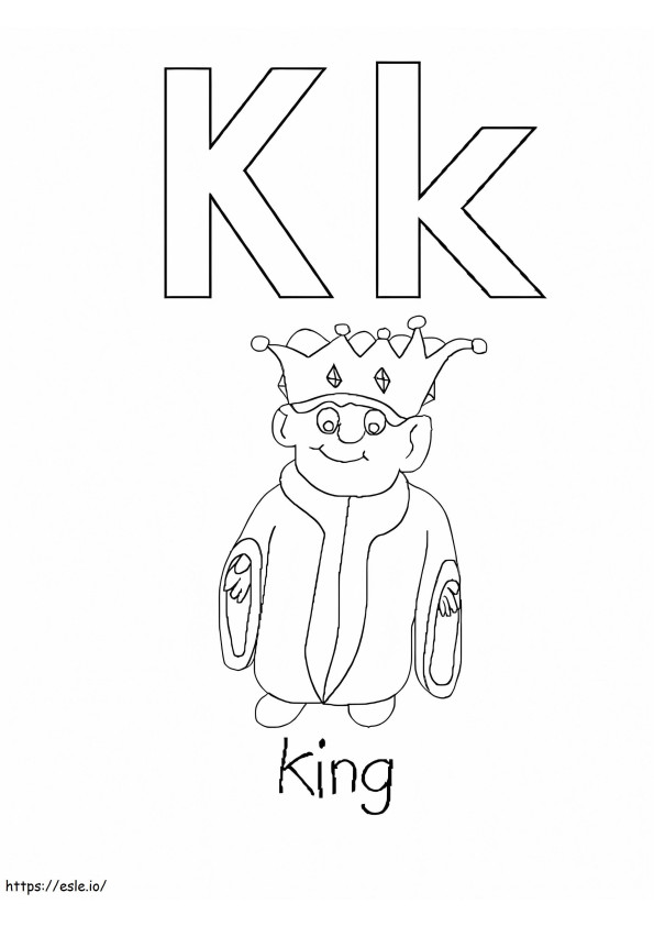Letter K en koning kleurplaat