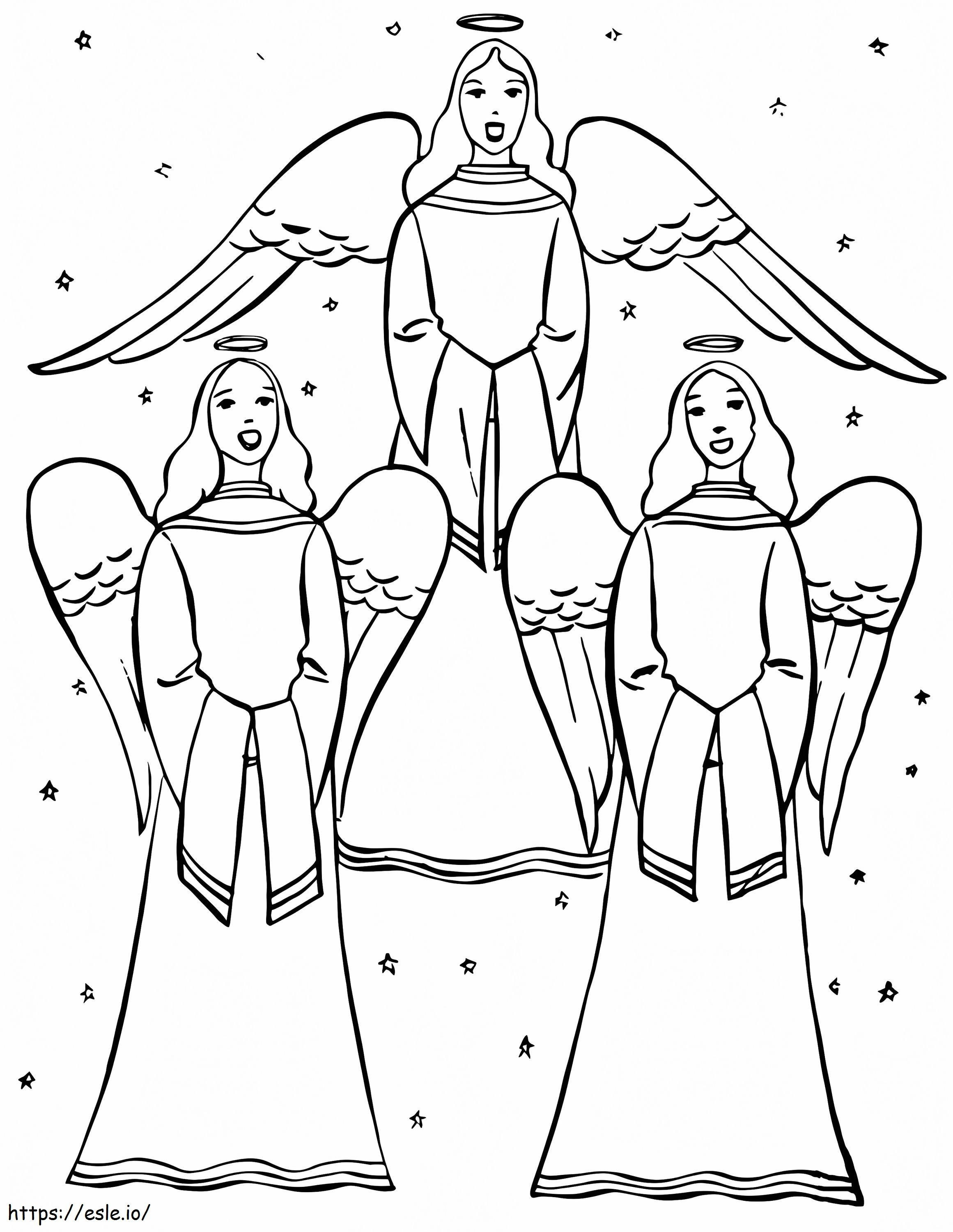 Coloriage Chant des anges de Noël à imprimer dessin