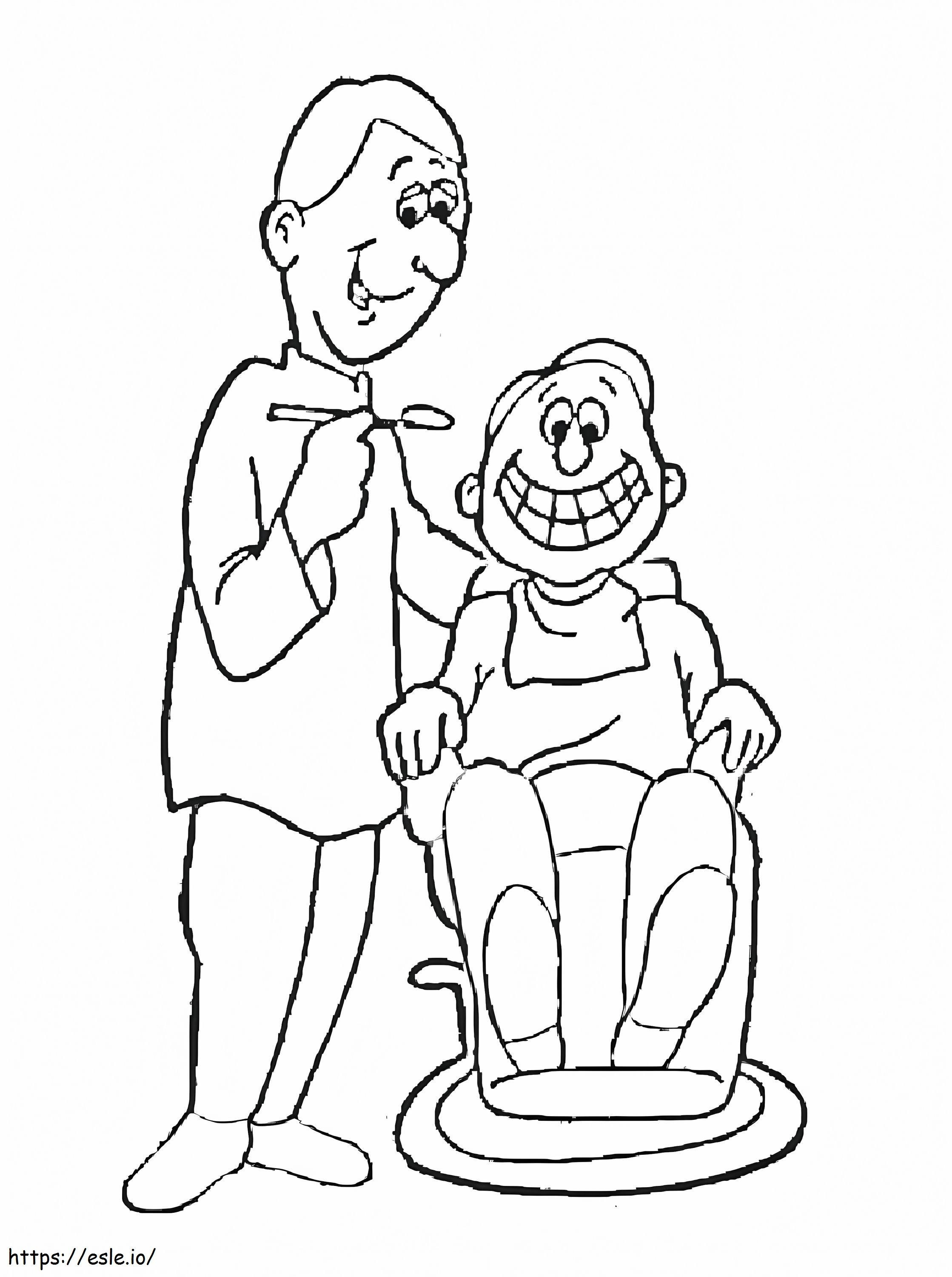 Happy Boy And Dentist coloring page
