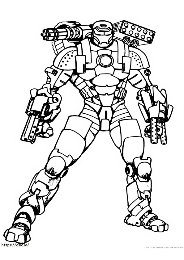 Coloriage Ironman avec des armes à imprimer dessin