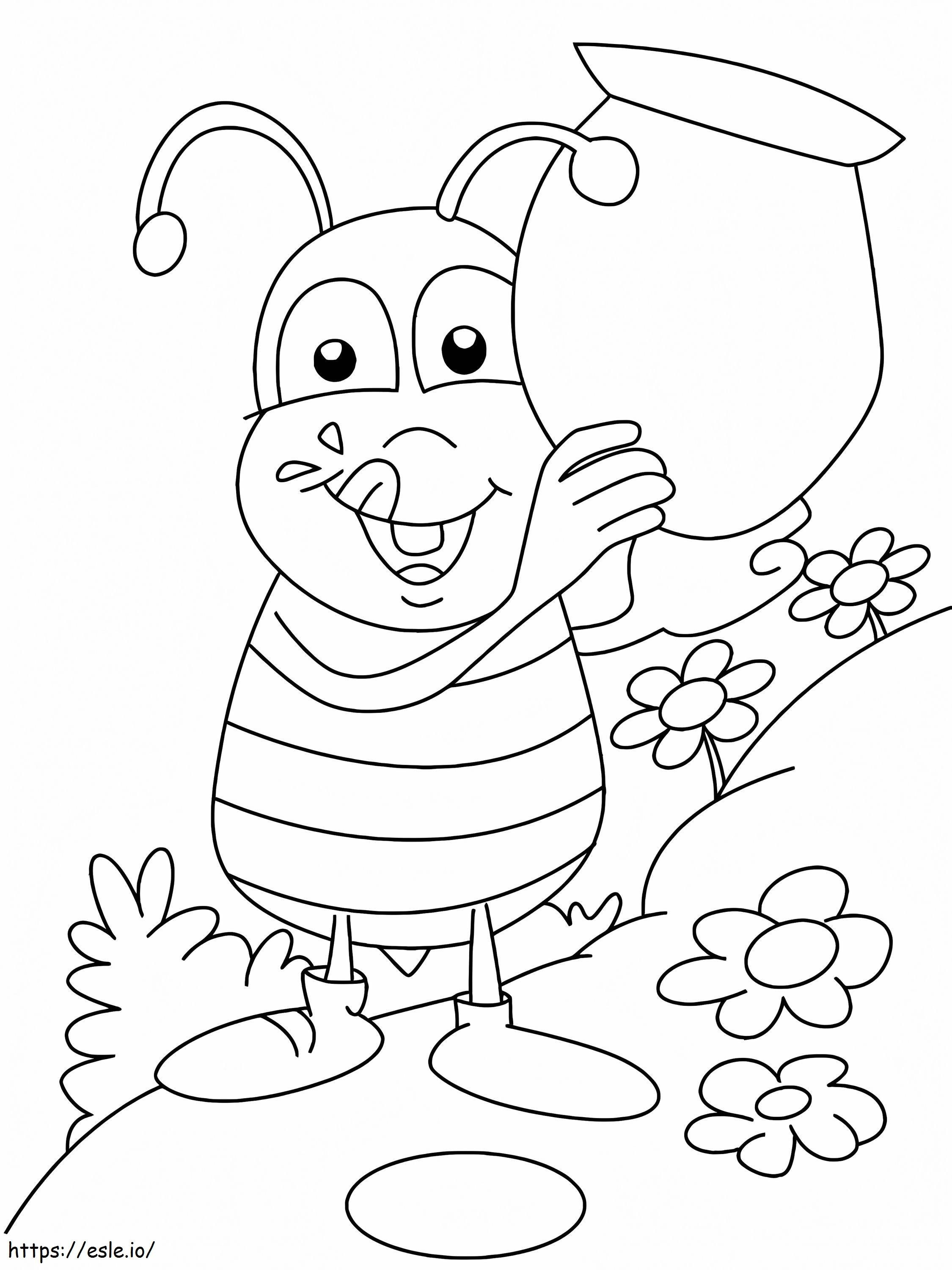 Bee Holding Jar coloring page