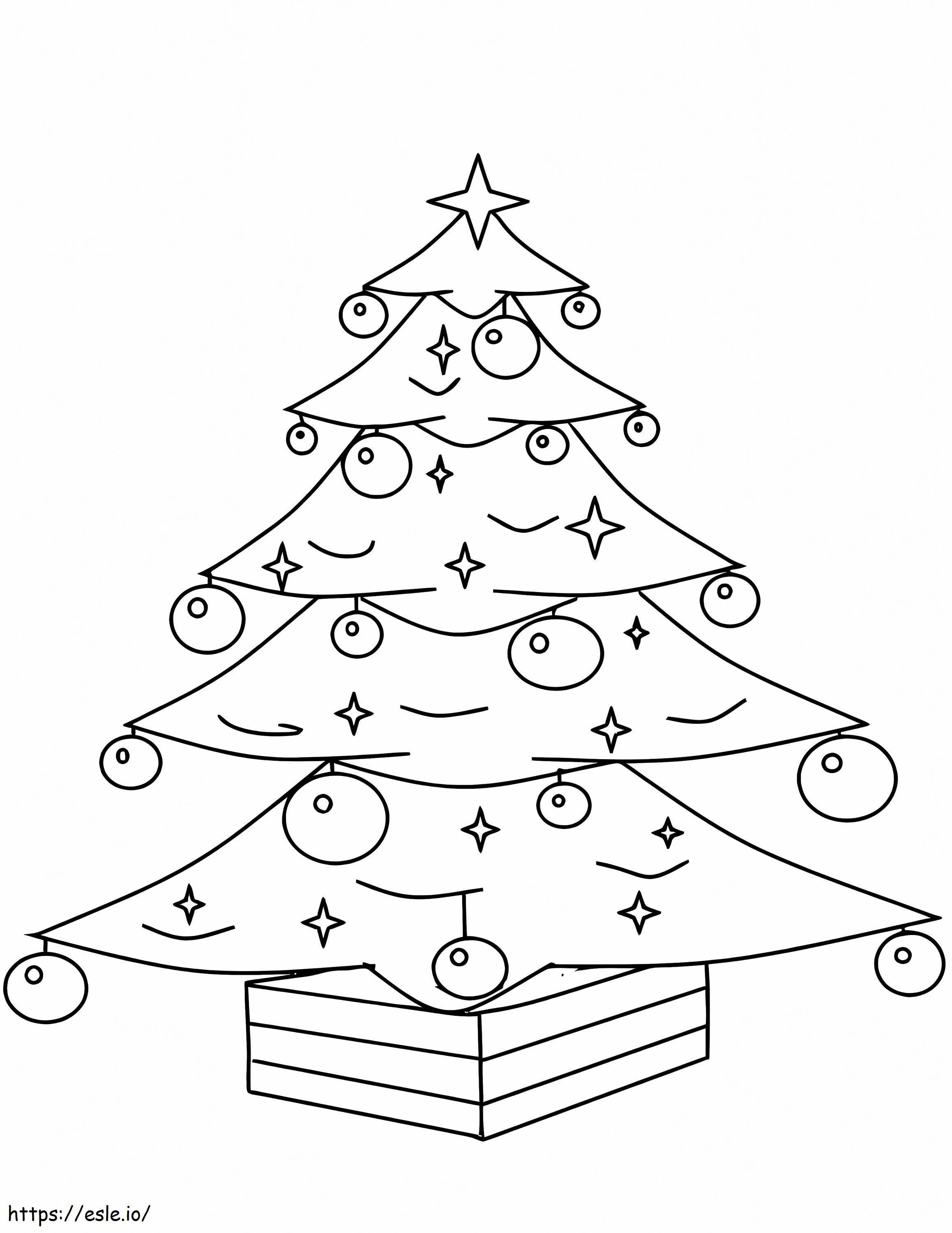 Pohon Natal Dengan Dekorasi Gambar Mewarnai
