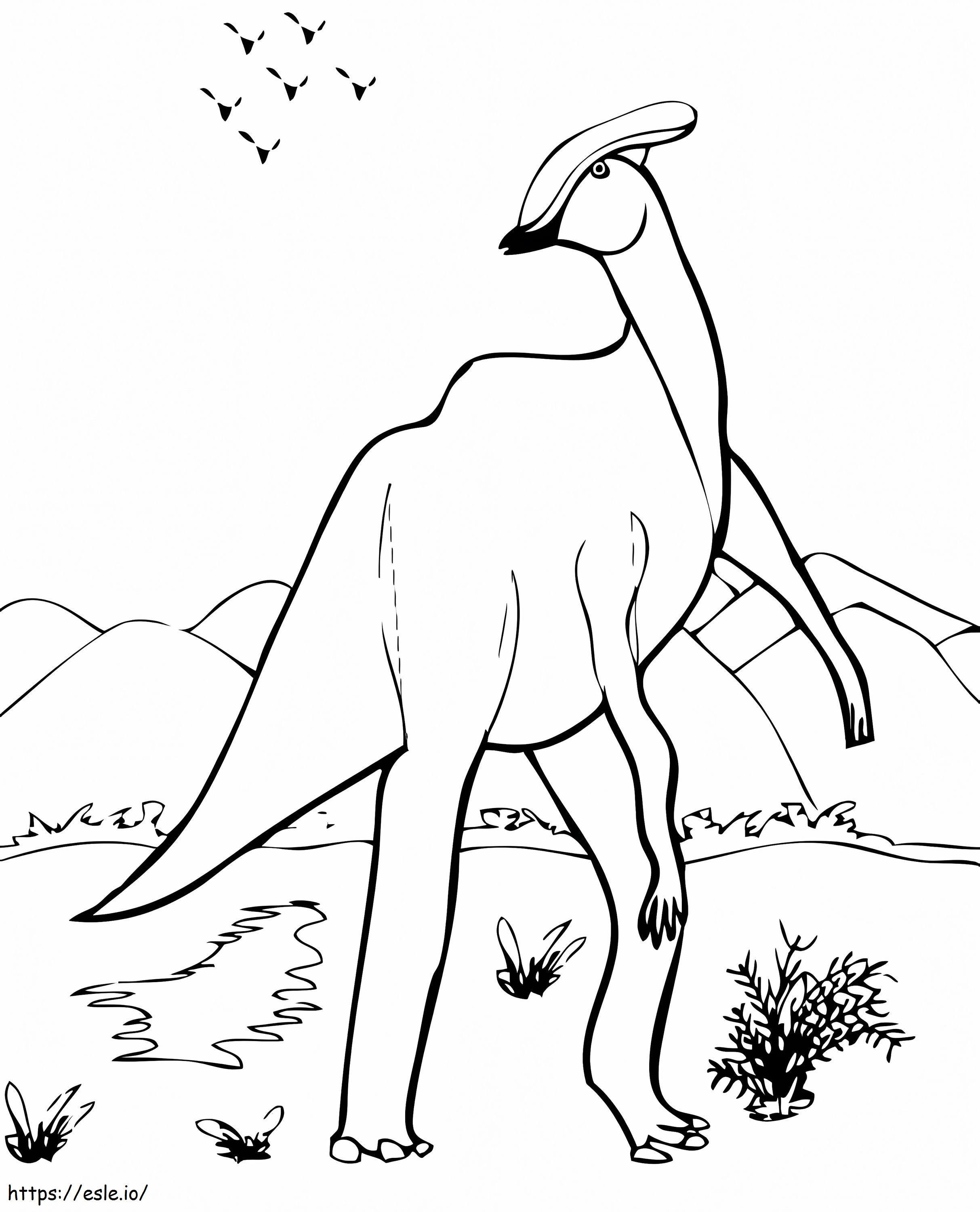 Dinosaur Parasaurolophus värityskuva