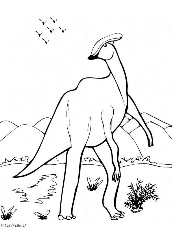 Dinosaurus Parasaurolophus kleurplaat