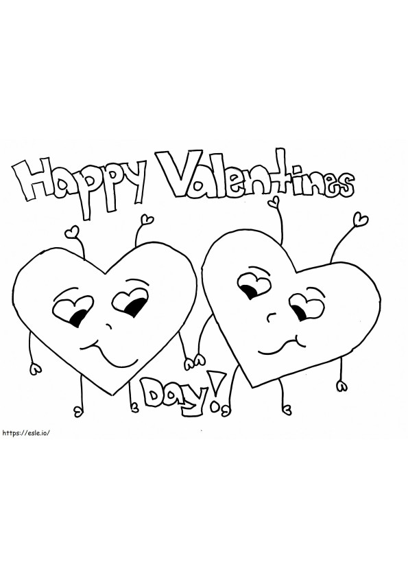 Pasangan Valentine Heart Gambar Mewarnai