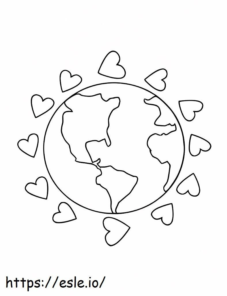 Earth With Hearts coloring page