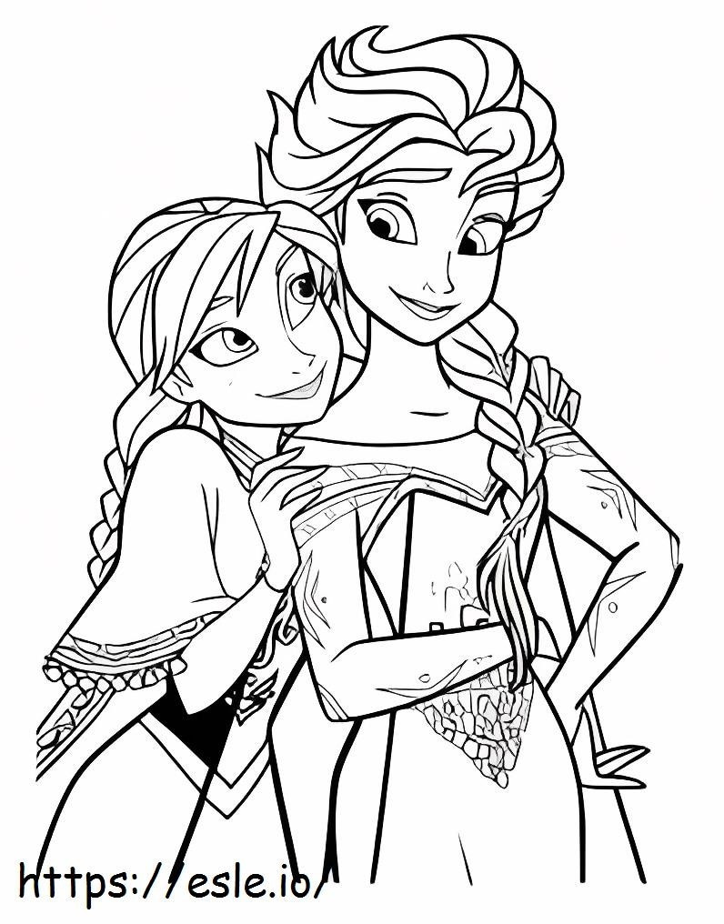 Elsa és Anna boldogok kifestő