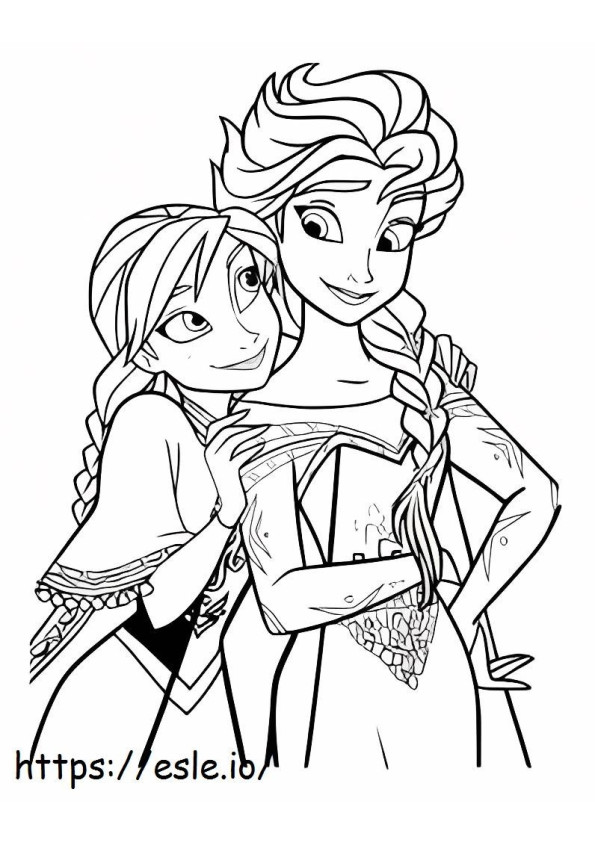 Elsa And Anna Are Happy coloring page
