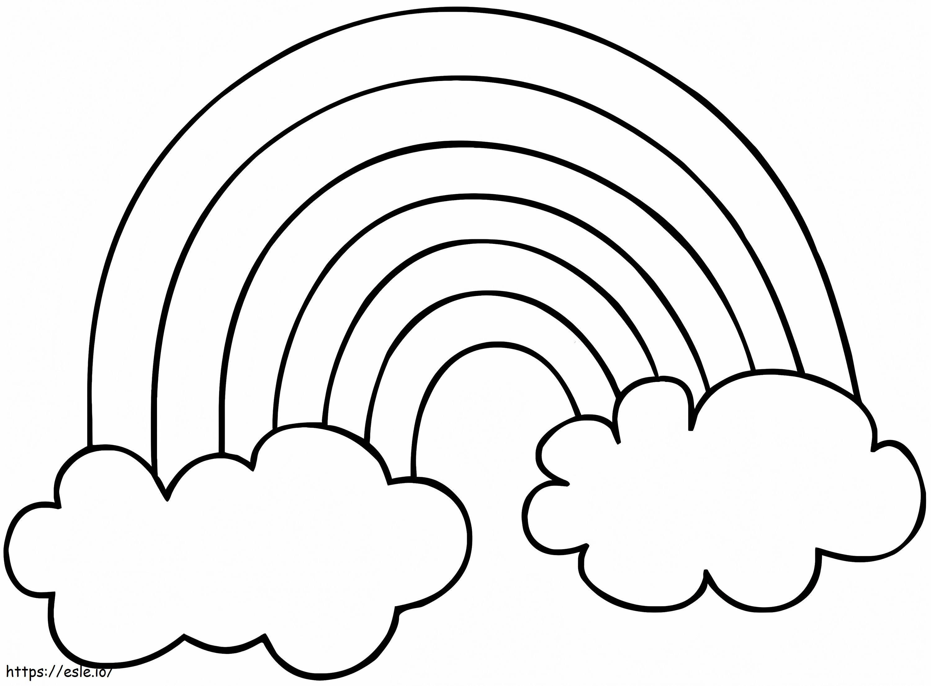 Coloriage Arc-en-ciel facile avec des nuages à imprimer dessin