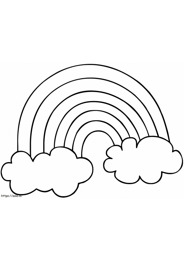 Coloriage Arc-en-ciel facile avec des nuages à imprimer dessin