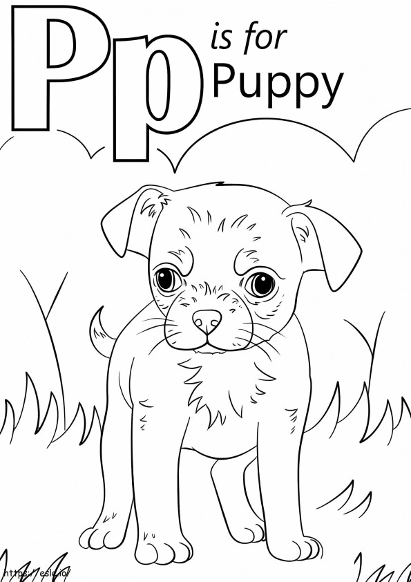 Dog Letter P coloring page