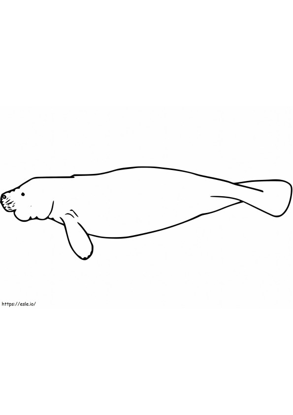 Coloriage Le lamantin nage à imprimer dessin