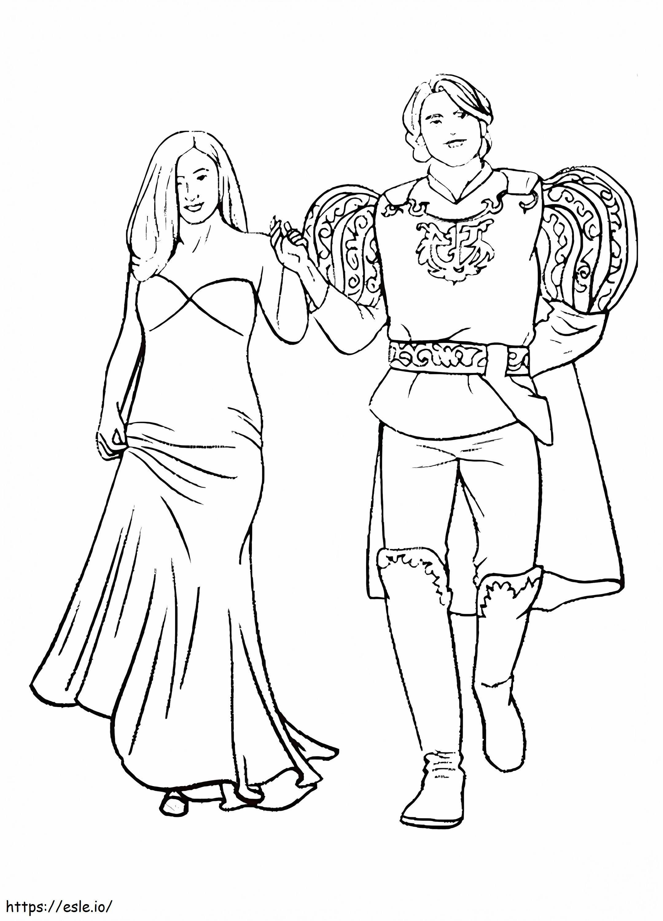 Prinssi ja Giselle värityskuva