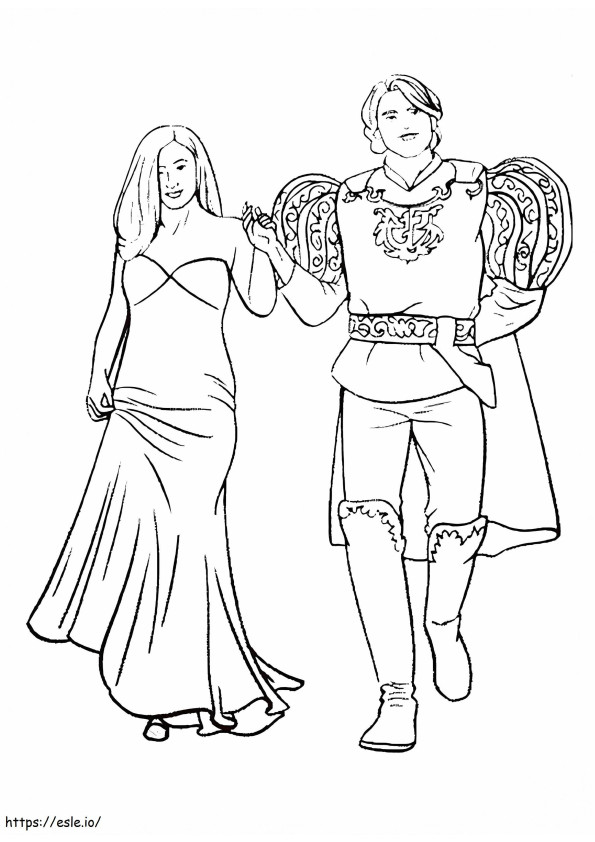 Prince i Giselle kolorowanka