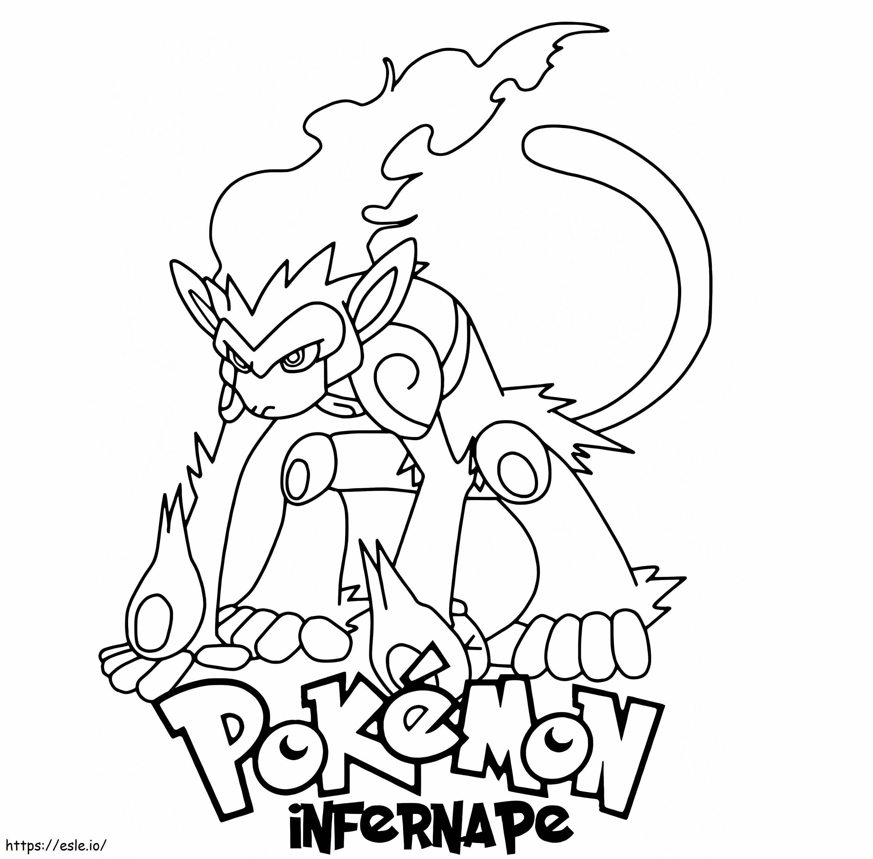 Coloriage Pokémon Infernape avec logo à imprimer dessin
