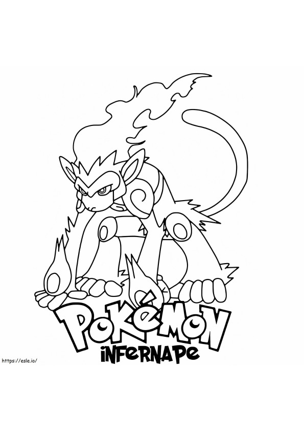 Infernape Pokemon logolla värityskuva