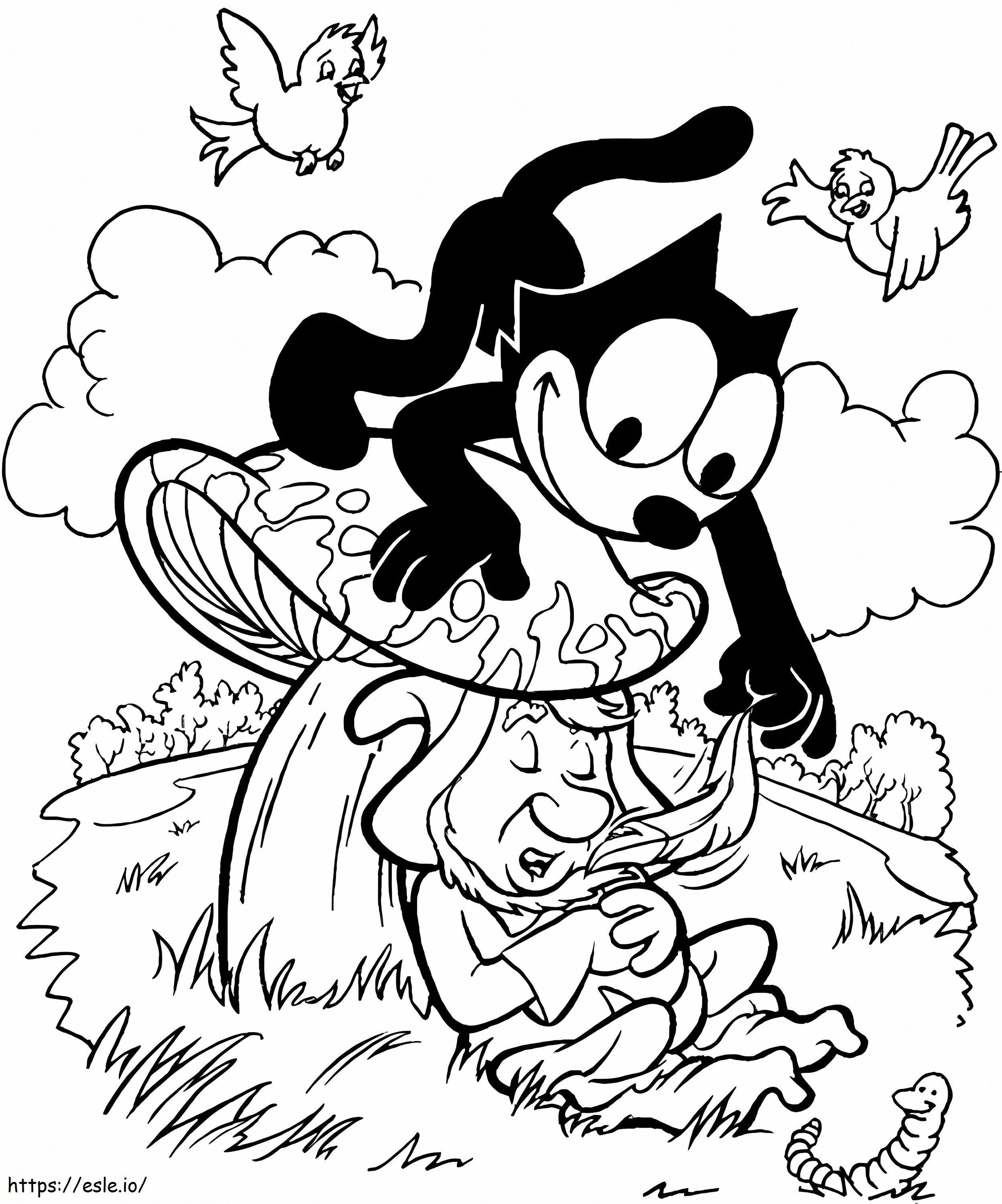 Felix The Cat And Dwarf coloring page