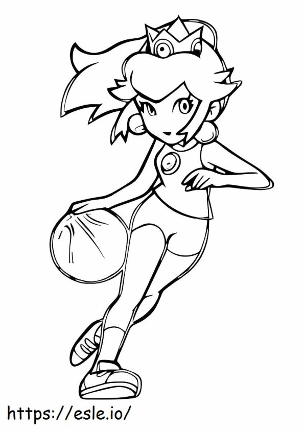 niña jugando baloncesto para colorear