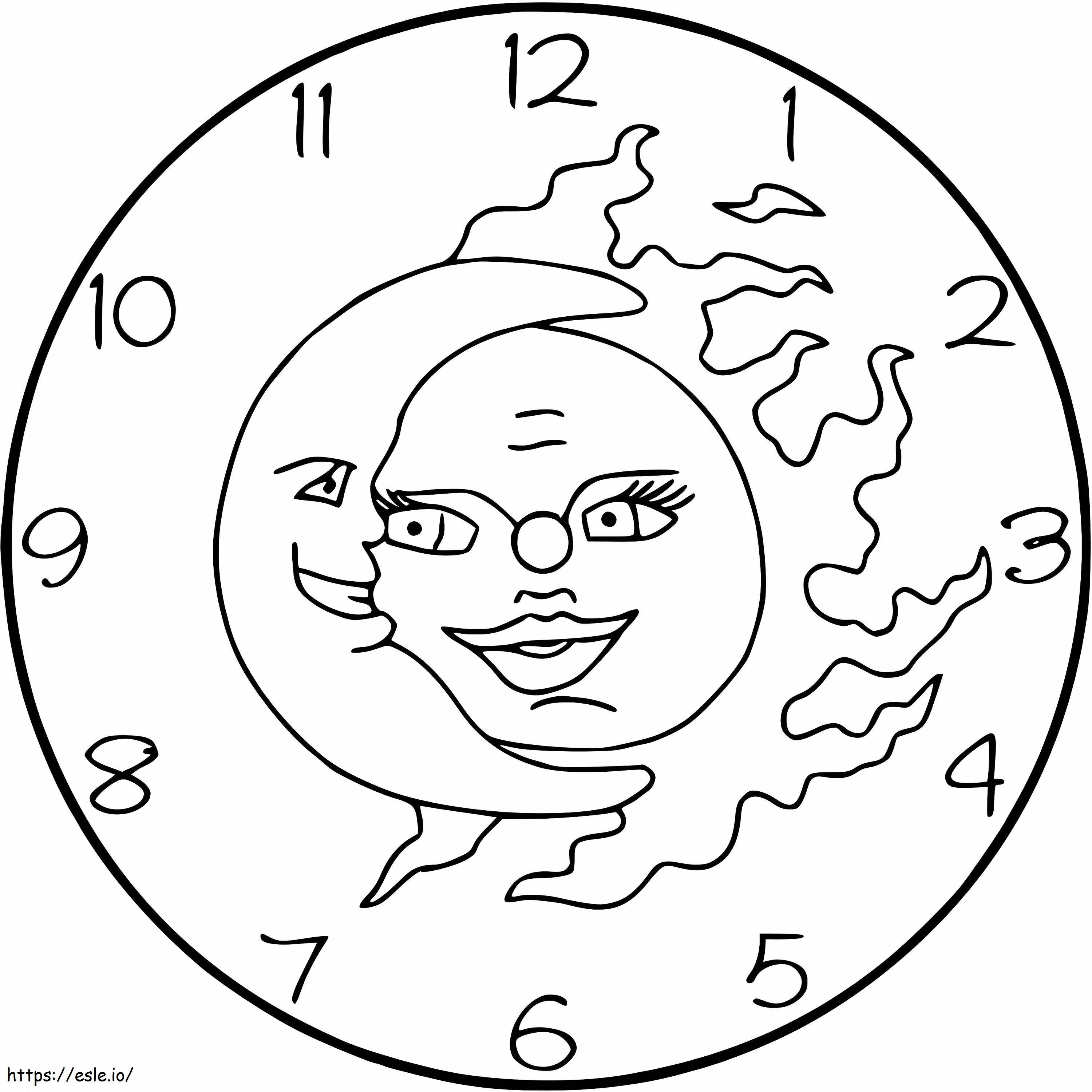 Sun And Moon Clock coloring page