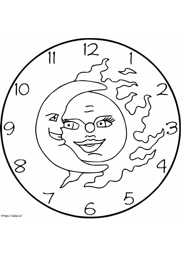 Sun And Moon Clock coloring page