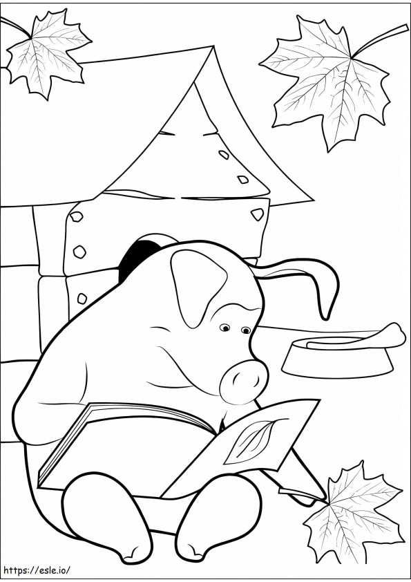 The Pig Reading Book coloring page