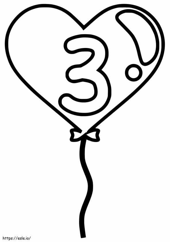 Number 3 In Balloon coloring page