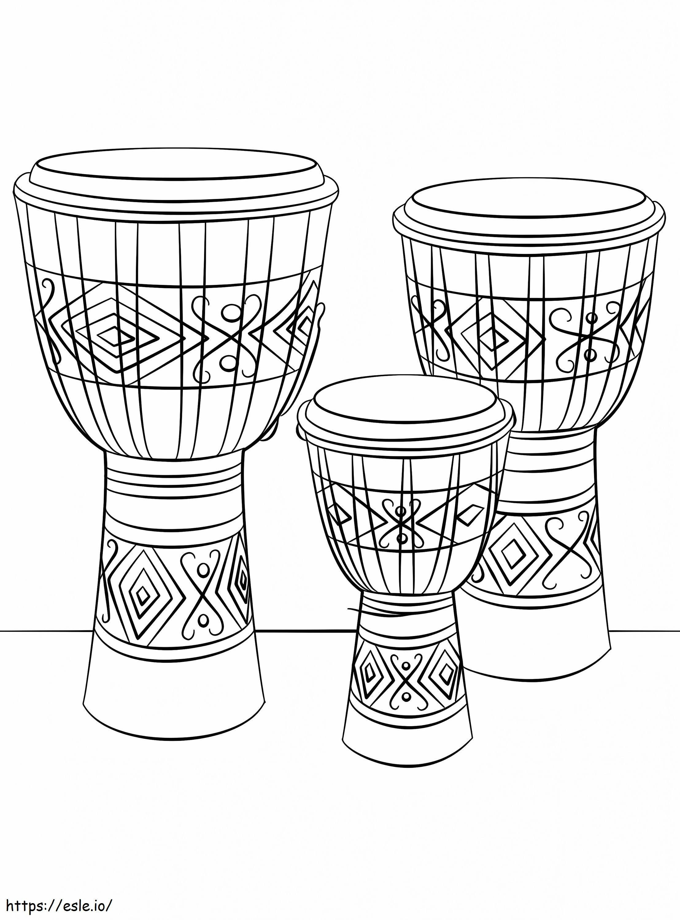 Three Djembe coloring page