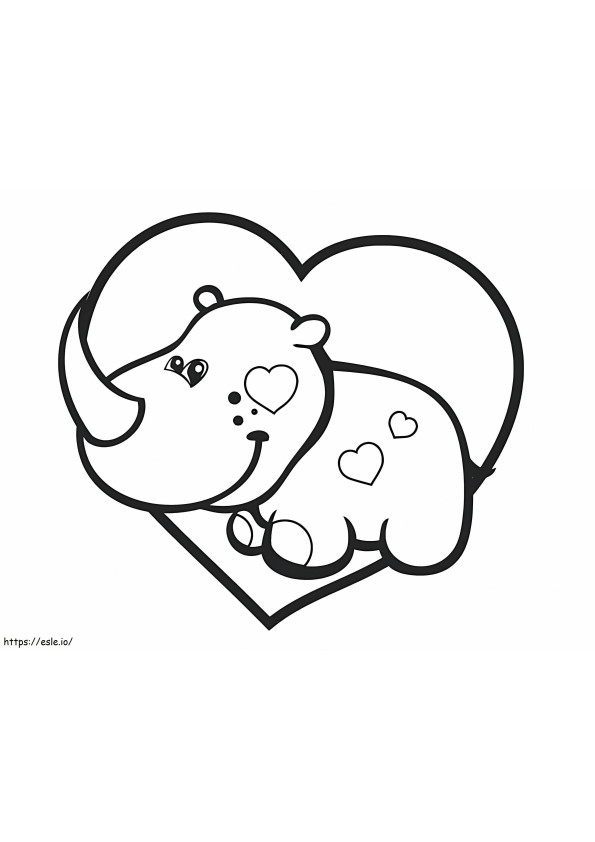 Baby Rhino With Heart coloring page