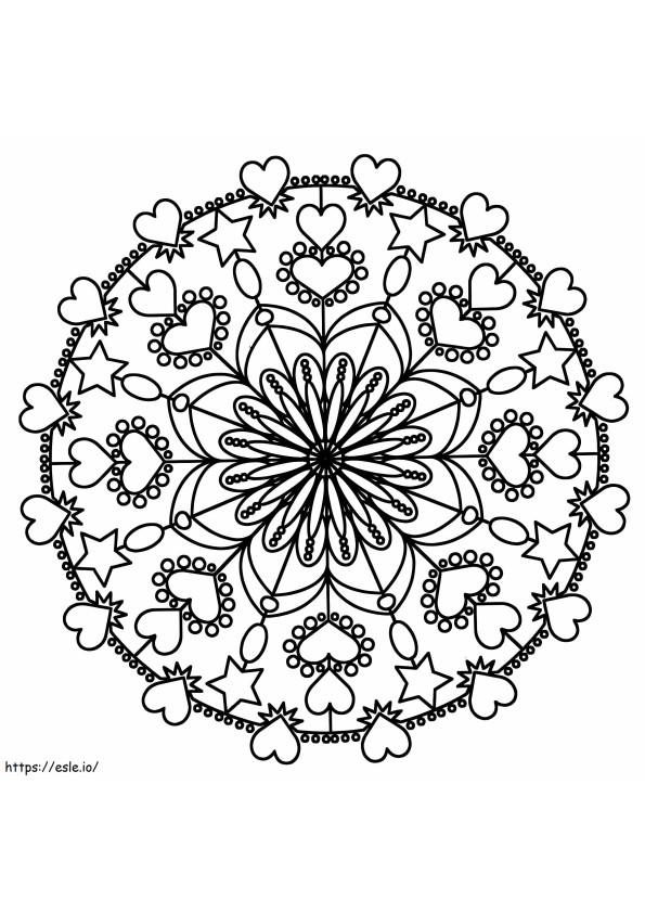 Coloriage Coeur de base en cercle Mandala à imprimer dessin