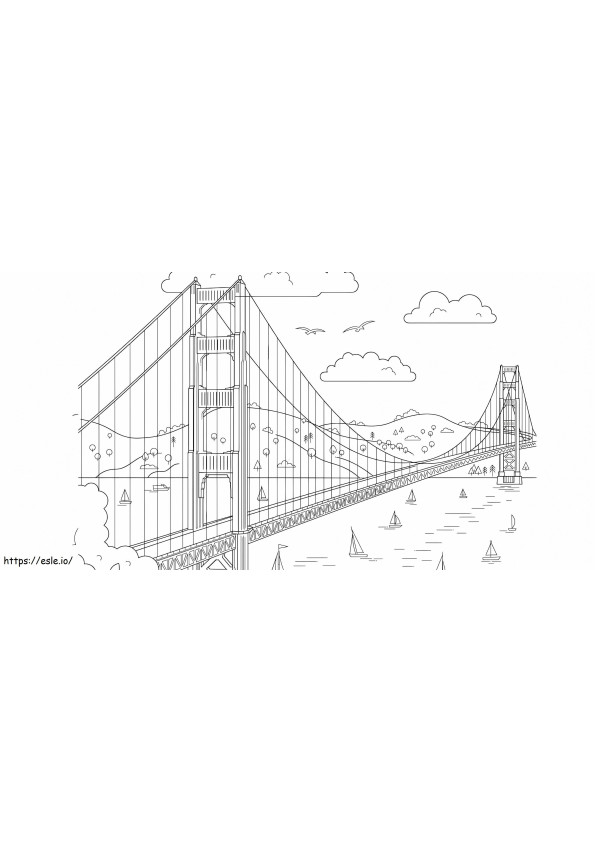 サンフランシスコ橋 ぬりえ - 塗り絵