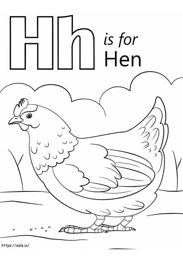 Kanan kirjain H värityskuva