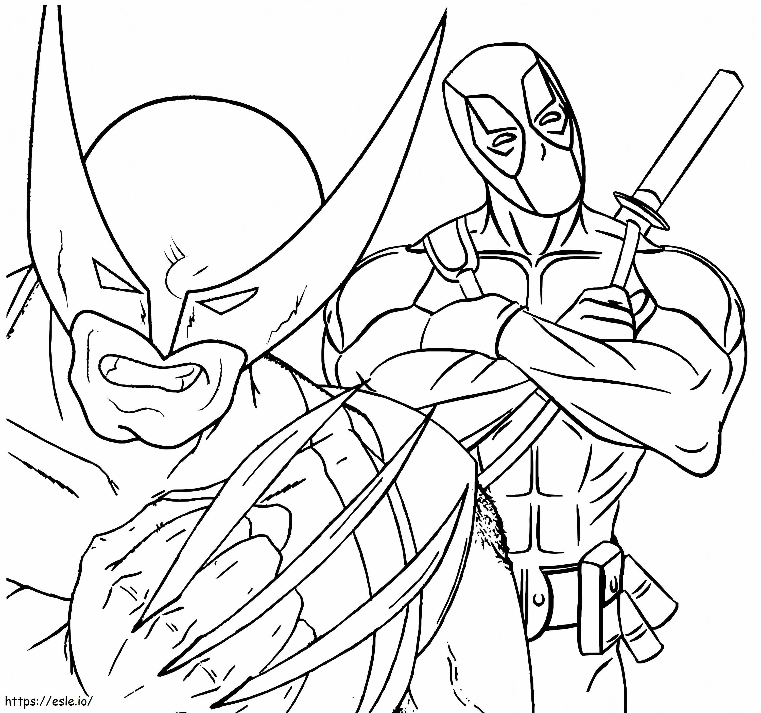 Deadpool și Wolverine de colorat